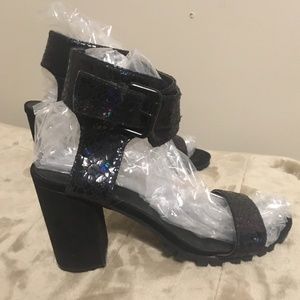 Chunky High Heel Sandal with Ankle Strap